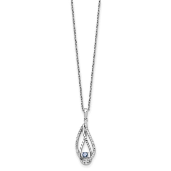 925 Sterling Silver Mar CZ Always in my Heart Birthstone 18in Necklace - Picture 2 of 6